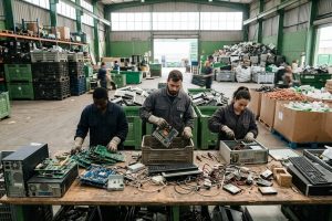 Профессиональная утилизация электроники и переработка бытовой техники в специализированном пункте приема.