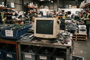 Процесс профессиональной переработки и утилизации мониторов в специализированном центре